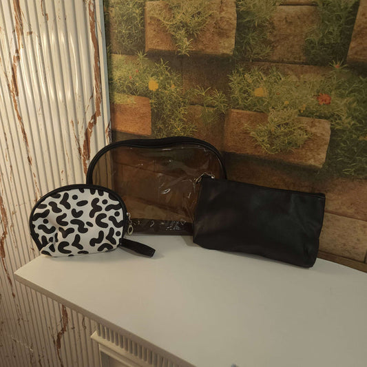 Black Multi Use pouch 3 Pcs Set - Maha fashions -  Handbags & Wallets
