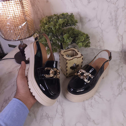 Black Patent Platform Sandals - Maha fashions -  Women Clothing