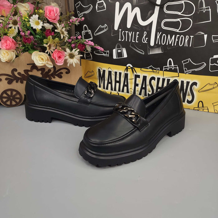 Black Platform Loafers for Women - Maha fashions -  Women Footwear