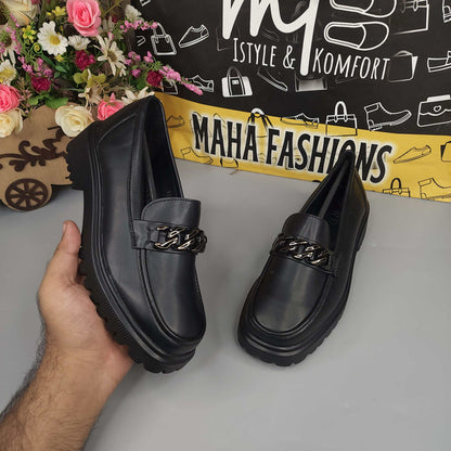 Black Platform Loafers for Women - Maha fashions -  Women Footwear