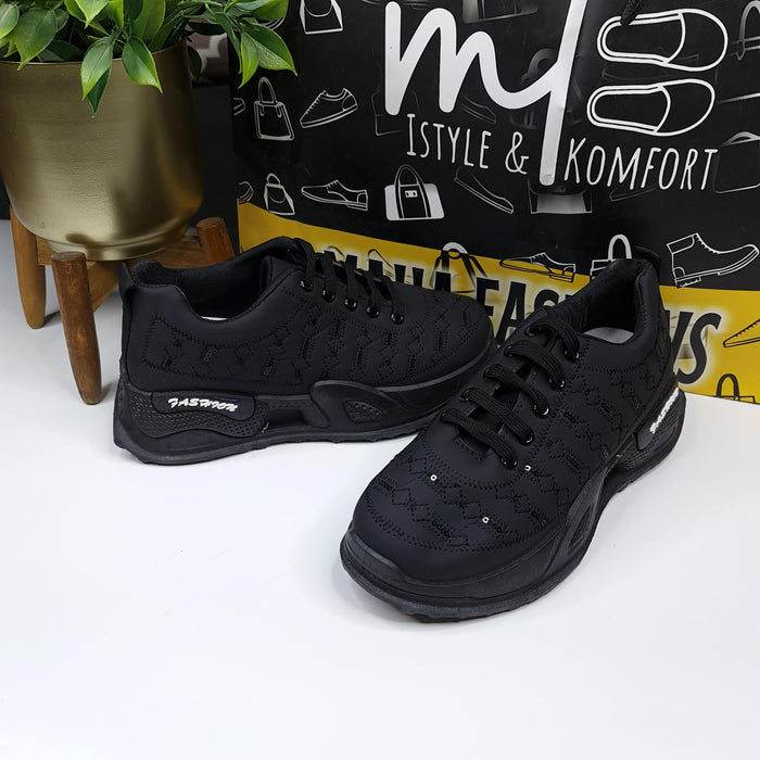 Black Sequence Chunks Shoes - Maha fashions -