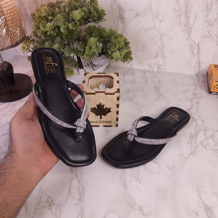 Black Slipper in Flat - Maha fashions -  woman footwear