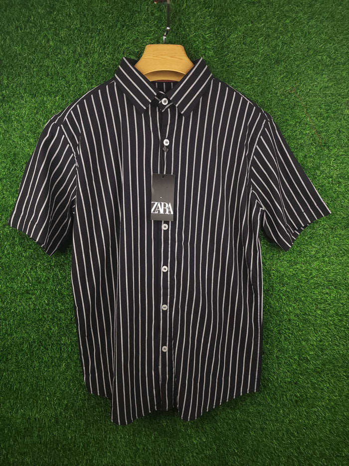 Black Stripes Stretchable Shirt - Maha fashions -  Men Clothing