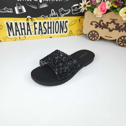 Black Studs Slippers - Maha fashions -