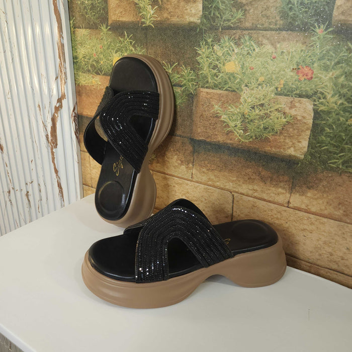 Black Studs Slippers - Maha fashions -  Women Footwear