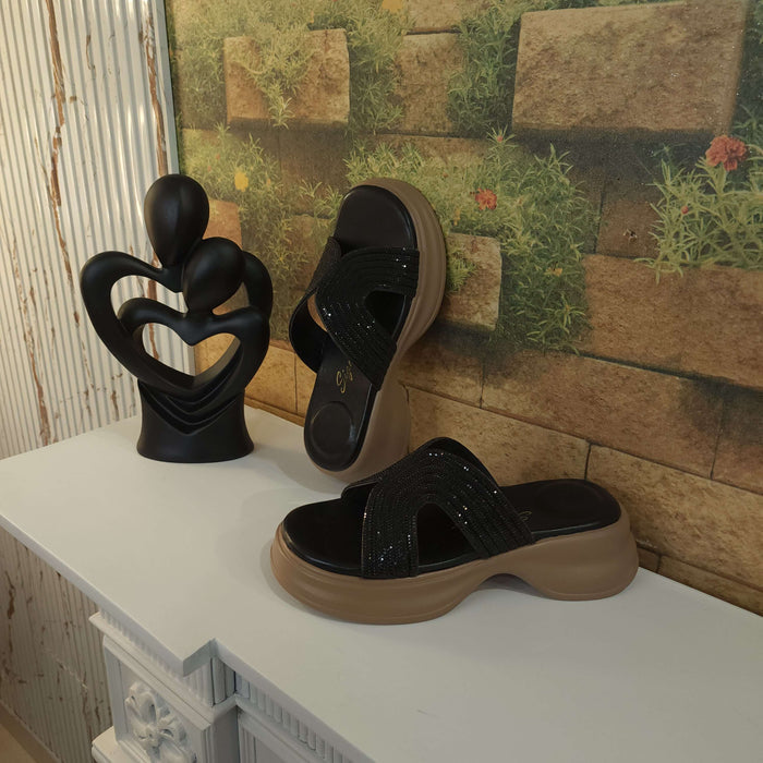 Black Studs Slippers - Maha fashions -  Women Footwear