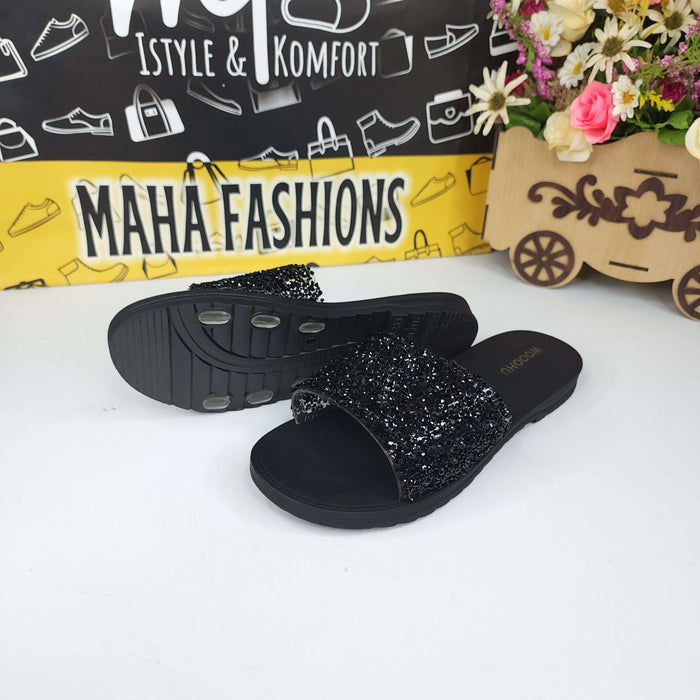 Black Studs Slippers - Maha fashions -