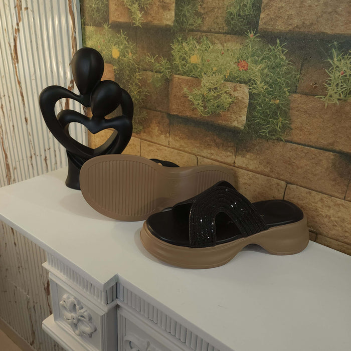 Black Studs Slippers - Maha fashions -  Women Footwear