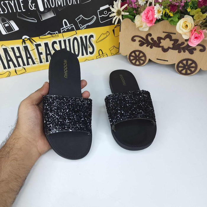 Black Studs Slippers - Maha fashions -