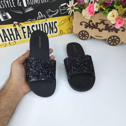 Black Studs Slippers - Maha fashions -