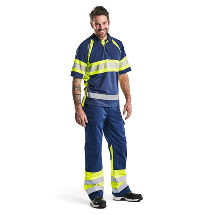 Blaklader Hi-Vis Polo Shirt with UV-Protection - Navy/Yellow | 3338