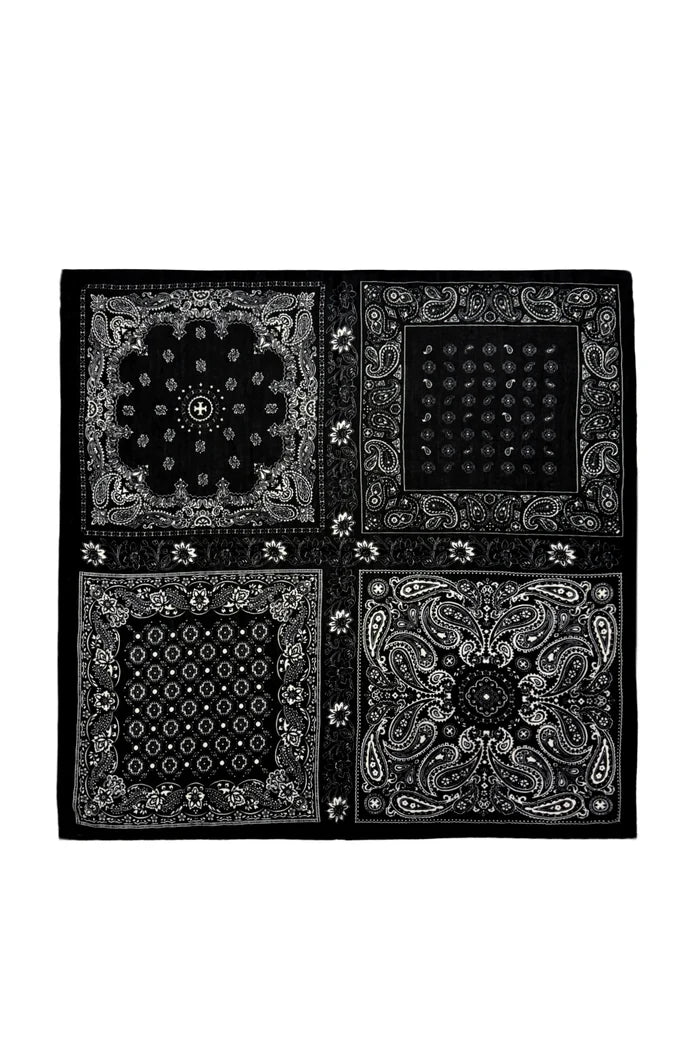 Block Print Paisley Wild Rag Bandana Black