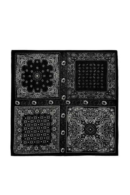 Block Print Paisley Wild Rag Bandana Black