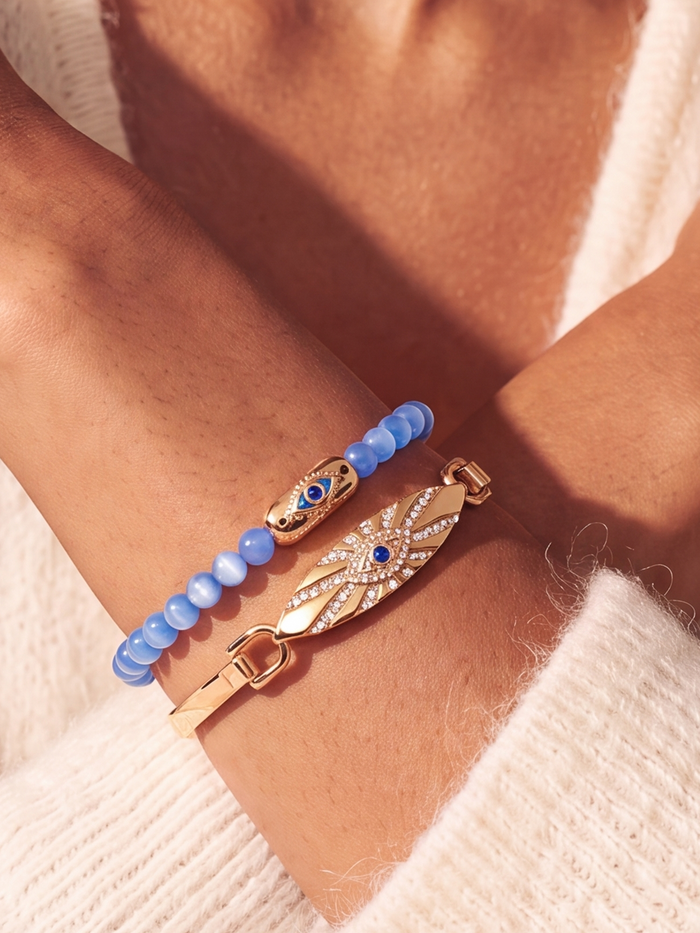 Blue Aventurine Evil Eye Stretch Bracelet