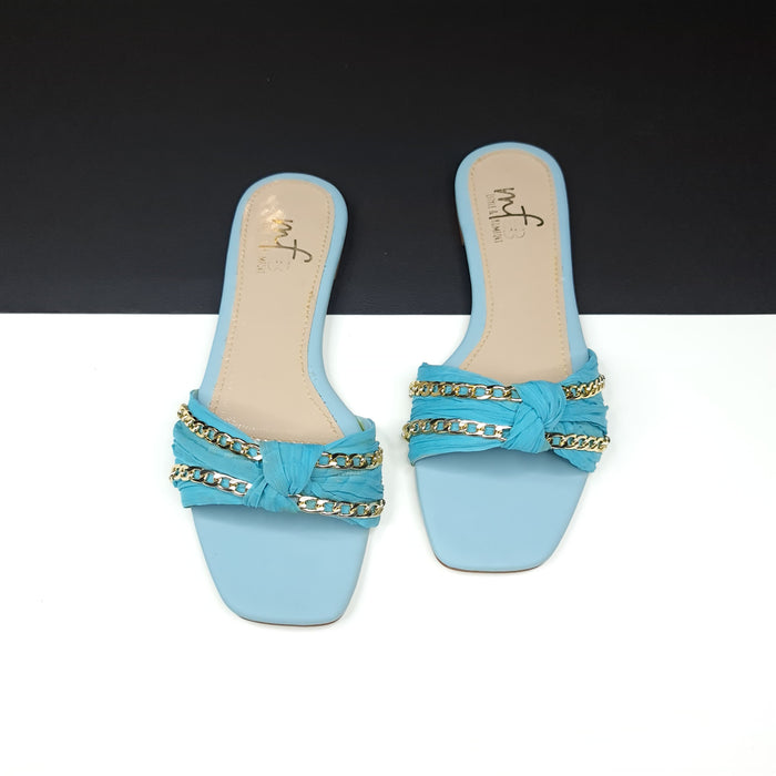 Blue Chain Slippers - Maha fashions -