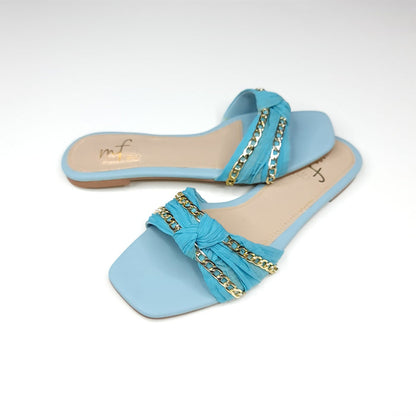 Blue Chain Slippers - Maha fashions -