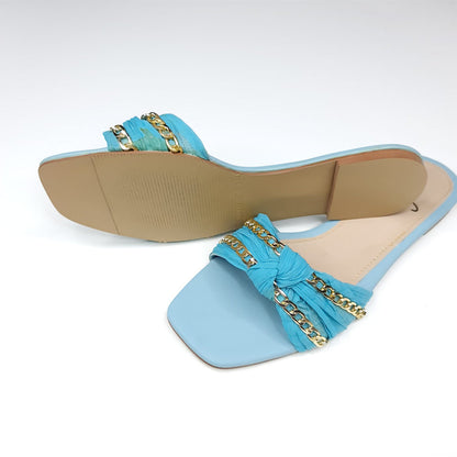 Blue Chain Slippers - Maha fashions -