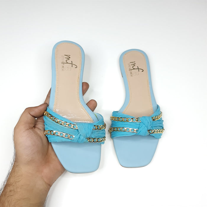 Blue Chain Slippers - Maha fashions -