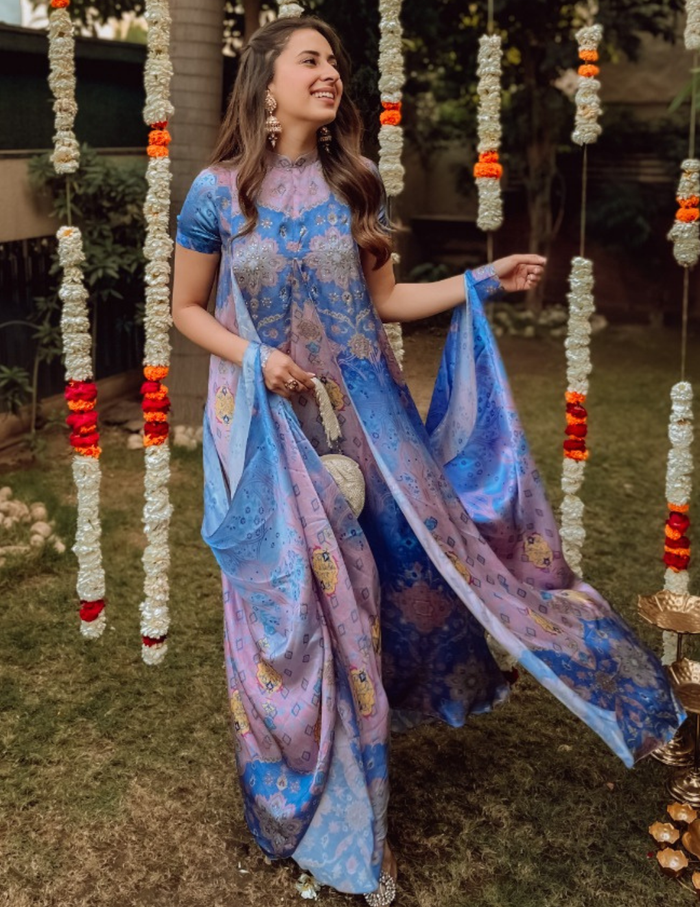 Kabool Cocktail Blue Moroccan Silk Dress