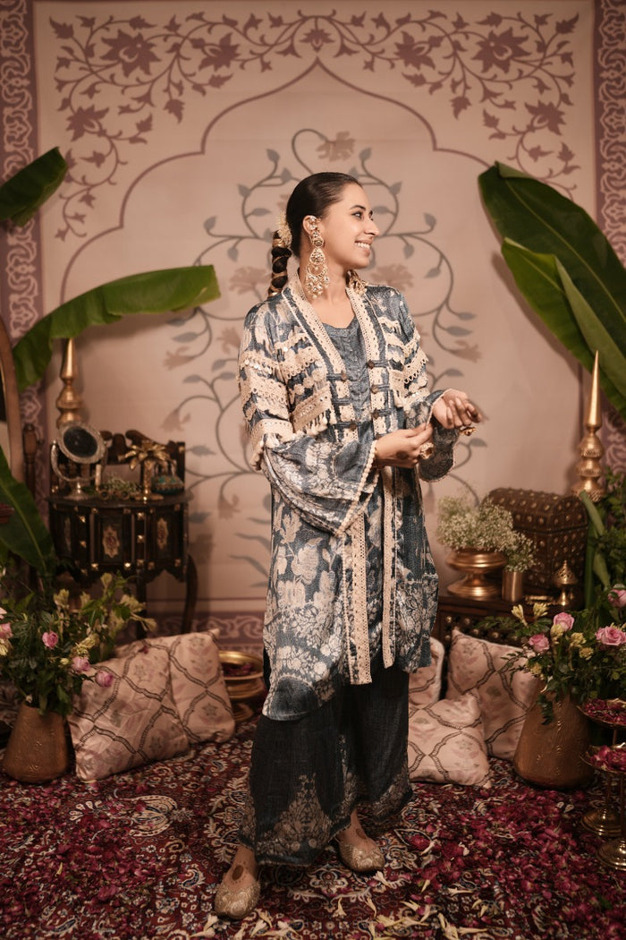 Panchami Blue Moroccan silk kurta set