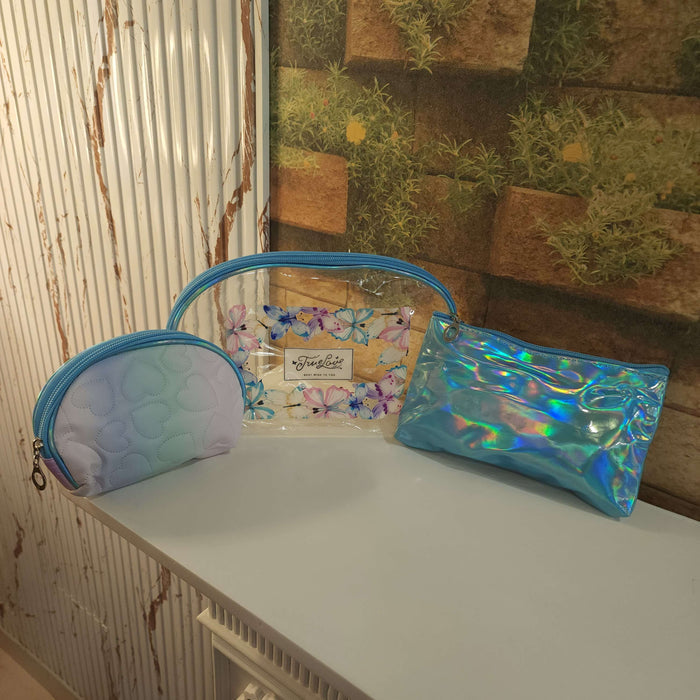 Blue Multi Use Pouch 3 Pcs Set - Maha fashions -  Handbags & Wallets