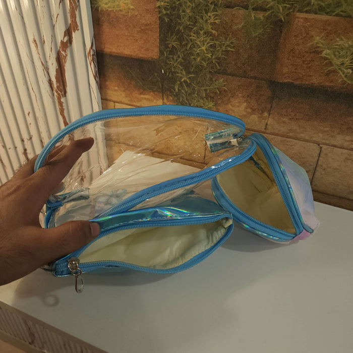 Blue Multi Use Pouch 3 Pcs Set - Maha fashions -  Handbags & Wallets