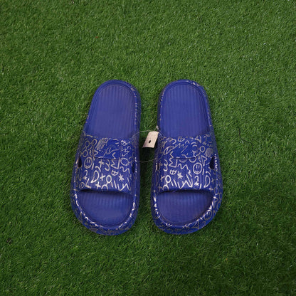 Blue Printed Slippers in Comfy Sole - Maha fashions -  Women Footwear