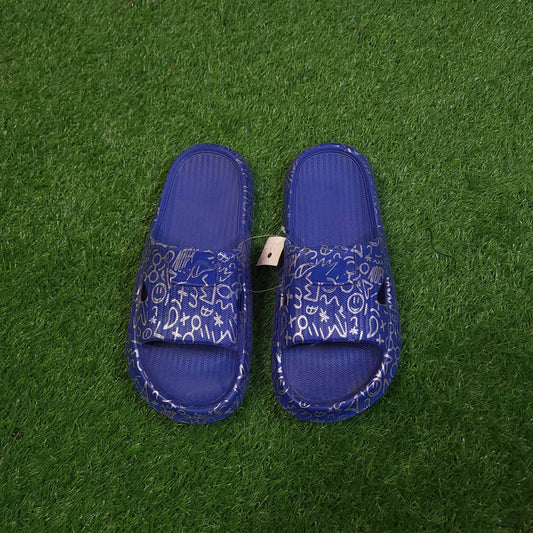Blue Printed Slippers in Comfy Sole - Maha fashions -  Women Footwear