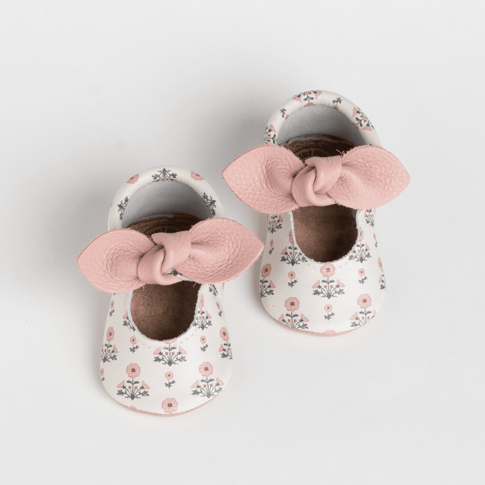 Blush Blossom Knotted Bow Baby Shoe Knotted Bow Mocc Soft Sole