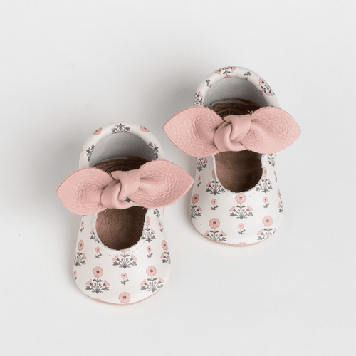 Blush Blossom Knotted Bow Baby Shoe Knotted Bow Mocc Soft Sole