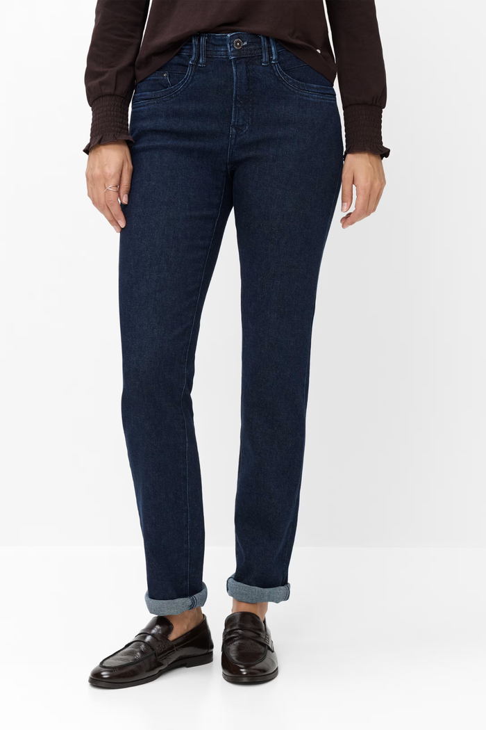 Brax Mary Regular 09-6503-12 Straight Jeans Denim Dark Blue on model front view Shop Brax at Dotique