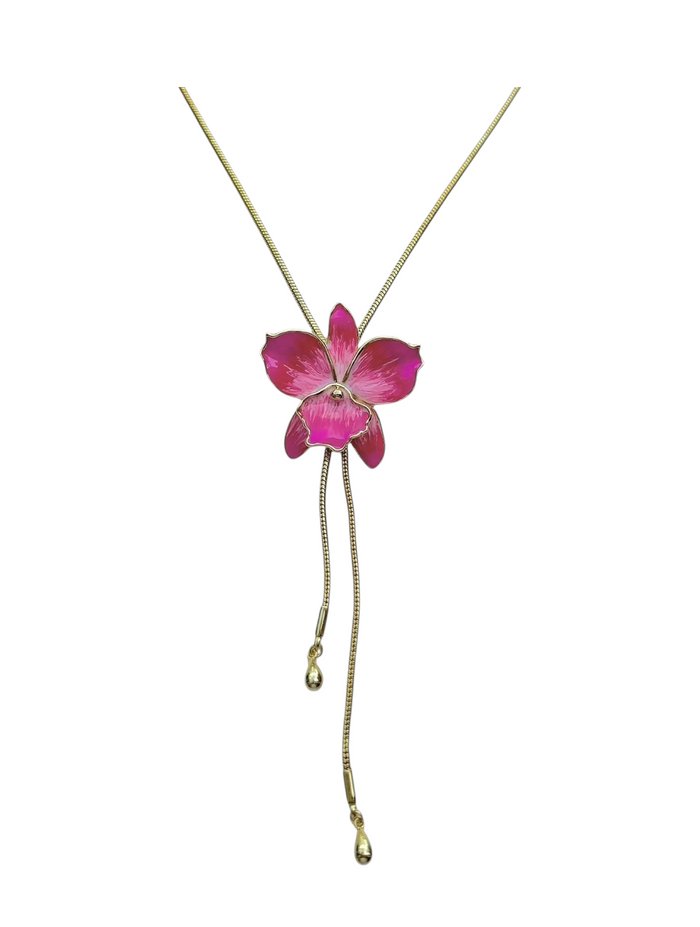 Unique gold jewellery piece for layering necklaces Bri Orchid Necklace