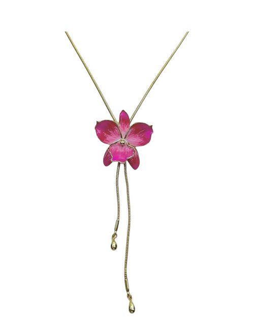 Unique gold jewellery piece for layering necklaces Bri Orchid Necklace