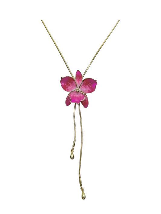 Unique gold jewellery piece for layering necklaces Bri Orchid Necklace