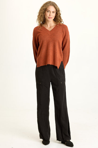 XCVI Bronte Relaxed Fit V-Neck Knit Sweater