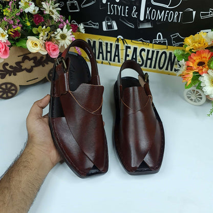 Brown Casual Peshawri Sandals - Maha fashions -