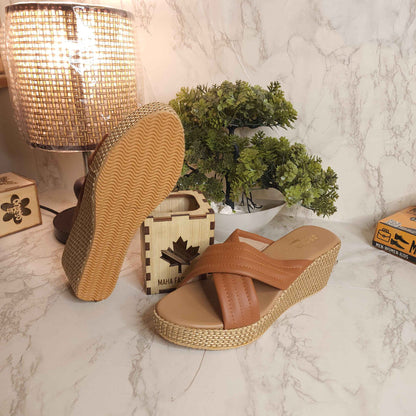 Brown Casual Wedge Slippers - Maha fashions -  Women Footwear