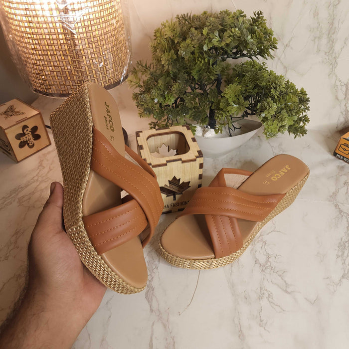 Brown Casual Wedge Slippers - Maha fashions -  Women Footwear