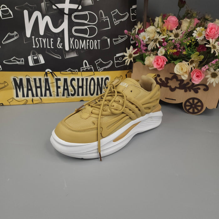 Brown Men's Trendy Lace-up  Chunky Sneakers - Maha fashions -