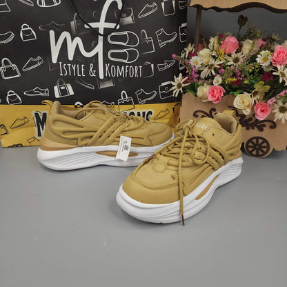 Brown Men's Trendy Lace-up  Chunky Sneakers - Maha fashions -