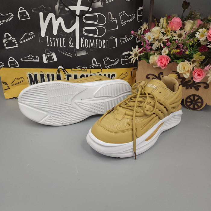Brown Men's Trendy Lace-up  Chunky Sneakers - Maha fashions -