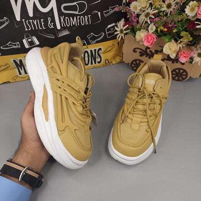Brown Men's Trendy Lace-up  Chunky Sneakers - Maha fashions -