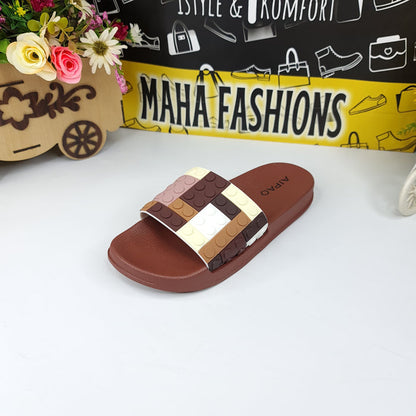 Brown Multi Puzzle Slides - Maha fashions -