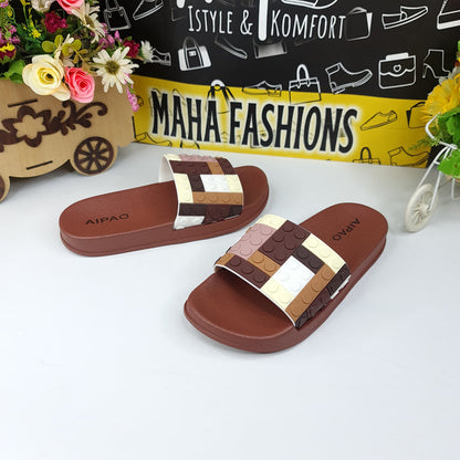 Brown Multi Puzzle Slides - Maha fashions -