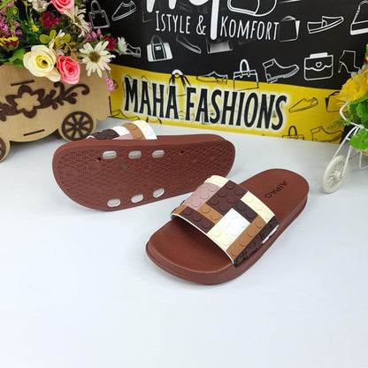 Brown Multi Puzzle Slides - Maha fashions -