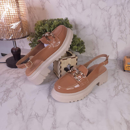 Brown Patent Platform Sandals - Maha fashions -  Women Clothing