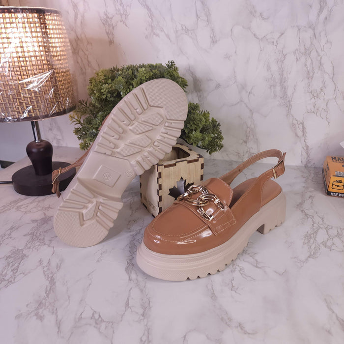 Brown Patent Platform Sandals - Maha fashions -  Women Clothing