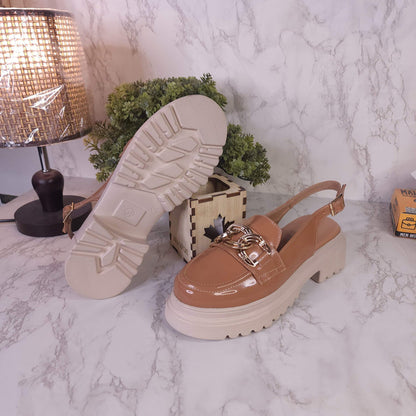 Brown Patent Platform Sandals - Maha fashions -  Women Clothing