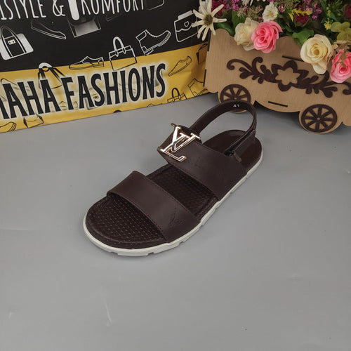 Brown Sandals with Golden Buckle - Maha fashions -  Men Footwear