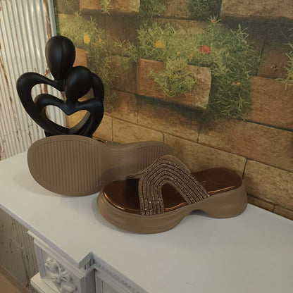 Brown Studs Slippers - Maha fashions -  Women Footwear